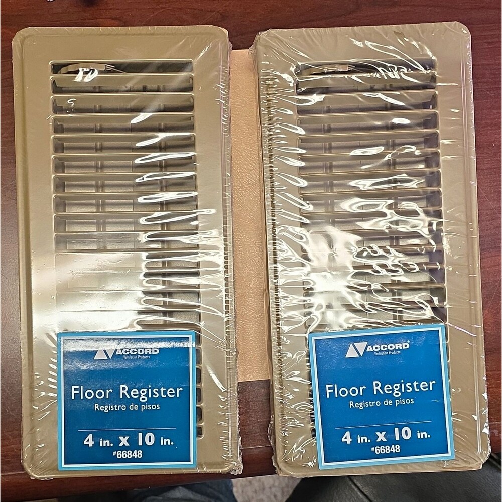 2 (TWO)Accord Floor Register 4x10 Steel Adjustable Damper Brown ABFRBR410 66848